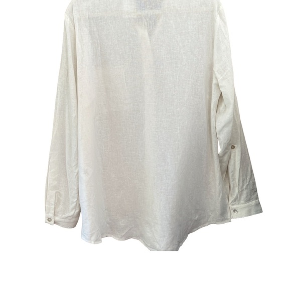 Susan Graver Linen-Blend Button Down Blouse | Size M | NWT - Picture 8 of 13